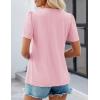 imageZESICA Womens 2025 Short Sleeve Eyelet T Shirts Crew Neck Flowy Loose fit Summer Basic Casual BlousesPink