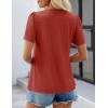 imageZESICA Womens 2025 Short Sleeve Eyelet T Shirts Crew Neck Flowy Loose fit Summer Basic Casual BlousesRust