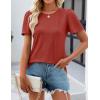 imageZESICA Womens 2025 Short Sleeve Eyelet T Shirts Crew Neck Flowy Loose fit Summer Basic Casual BlousesRust