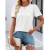 imageZESICA Womens 2025 Short Sleeve Eyelet T Shirts Crew Neck Flowy Loose fit Summer Basic Casual BlousesWhite