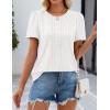 imageZESICA Womens 2025 Short Sleeve Eyelet T Shirts Crew Neck Flowy Loose fit Summer Basic Casual BlousesWhite