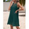 imageZESICA Womens 2025 Summer Halter Chiffon Mini Dresses Sleeveless Hollow Out A Line Flowy Ruffle Beach Vacation SundressDarkgreen