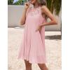 imageZESICA Womens 2025 Summer Halter Chiffon Mini Dresses Sleeveless Hollow Out A Line Flowy Ruffle Beach Vacation SundressPink