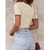 imageZESICA Womens Short Sleeve Crewneck Ribbed Knit Slim Fit T Shirt 2025 Summer Basic Casual Color Block Tee TopsApricot