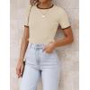 imageZESICA Womens Short Sleeve Crewneck Ribbed Knit Slim Fit T Shirt 2025 Summer Basic Casual Color Block Tee TopsApricot