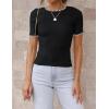 imageZESICA Womens Short Sleeve Crewneck Ribbed Knit Slim Fit T Shirt 2025 Summer Basic Casual Color Block Tee TopsDim