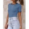 imageZESICA Womens Short Sleeve Crewneck Ribbed Knit Slim Fit T Shirt 2025 Summer Basic Casual Color Block Tee TopsDustyblue