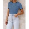 imageZESICA Womens Short Sleeve Crewneck Ribbed Knit Slim Fit T Shirt 2025 Summer Basic Casual Color Block Tee TopsDustyblue