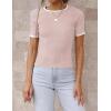imageZESICA Womens Short Sleeve Crewneck Ribbed Knit Slim Fit T Shirt 2025 Summer Basic Casual Color Block Tee TopsDustypink