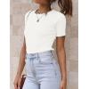 imageZESICA Womens Short Sleeve Crewneck Ribbed Knit Slim Fit T Shirt 2025 Summer Basic Casual Color Block Tee TopsIvory