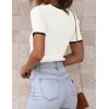 imageZESICA Womens Short Sleeve Crewneck Ribbed Knit Slim Fit T Shirt 2025 Summer Basic Casual Color Block Tee TopsWhite