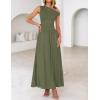 imageZESICA Womens Summer 2025 Sleeveless Maxi Dress One Shoulder Casual Slim Swing Pleated Dresses with PocketsArmygreen