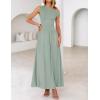 imageZESICA Womens Summer 2025 Sleeveless Maxi Dress One Shoulder Casual Slim Swing Pleated Dresses with PocketsBeangreen