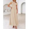 imageZESICA Womens Summer 2025 Sleeveless Maxi Dress One Shoulder Casual Slim Swing Pleated Dresses with PocketsSand