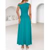 imageZESICA Womens Summer 2025 Sleeveless Maxi Dress One Shoulder Casual Slim Swing Pleated Dresses with PocketsTeal