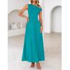 imageZESICA Womens Summer 2025 Sleeveless Maxi Dress One Shoulder Casual Slim Swing Pleated Dresses with PocketsTeal