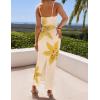 imageZESICA Womens Summer Bodycon Maxi Dresses 2025 Floral Spaghetti Strap Squre Neck Sleeveless Boho Beach Long DressesApricot