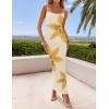 imageZESICA Womens Summer Bodycon Maxi Dresses 2025 Floral Spaghetti Strap Squre Neck Sleeveless Boho Beach Long DressesApricot
