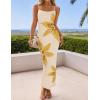 imageZESICA Womens Summer Bodycon Maxi Dresses 2025 Floral Spaghetti Strap Squre Neck Sleeveless Boho Beach Long DressesApricot