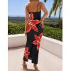imageZESICA Womens Summer Bodycon Maxi Dresses 2025 Floral Spaghetti Strap Squre Neck Sleeveless Boho Beach Long DressesBlack