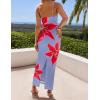 imageZESICA Womens Summer Bodycon Maxi Dresses 2025 Floral Spaghetti Strap Squre Neck Sleeveless Boho Beach Long DressesDusty Blue