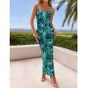 imageZESICA Womens Summer Bodycon Maxi Dresses 2025 Floral Spaghetti Strap Squre Neck Sleeveless Boho Beach Long DressesGreen