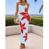 imageZESICA Womens Summer Bodycon Maxi Dresses 2025 Floral Spaghetti Strap Squre Neck Sleeveless Boho Beach Long DressesLight Blue