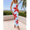 imageZESICA Womens Summer Bodycon Maxi Dresses 2025 Floral Spaghetti Strap Squre Neck Sleeveless Boho Beach Long DressesLight Blue