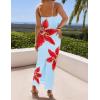 imageZESICA Womens Summer Bodycon Maxi Dresses 2025 Floral Spaghetti Strap Squre Neck Sleeveless Boho Beach Long DressesLight Blue