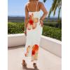 imageZESICA Womens Summer Bodycon Maxi Dresses 2025 Floral Spaghetti Strap Squre Neck Sleeveless Boho Beach Long DressesOrange