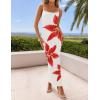 imageZESICA Womens Summer Bodycon Maxi Dresses 2025 Floral Spaghetti Strap Squre Neck Sleeveless Boho Beach Long DressesWhite