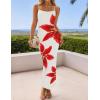 imageZESICA Womens Summer Bodycon Maxi Dresses 2025 Floral Spaghetti Strap Squre Neck Sleeveless Boho Beach Long DressesWhite