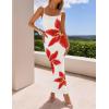 imageZESICA Womens Summer Bodycon Maxi Dresses 2025 Floral Spaghetti Strap Squre Neck Sleeveless Boho Beach Long DressesWhite