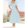imageZESICA Womens Summer Boho Floral Midi Dresses 2025 Casual Short Sleeve Square Neck Flowy Beach Vacation Long DressBlue