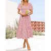 imageZESICA Womens Summer Boho Floral Midi Dresses 2025 Casual Short Sleeve Square Neck Flowy Beach Vacation Long DressPink