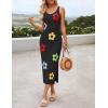 imageZESICA Womens Summer Floral Knit Bodycon Midi Dress 2025 Sleeveless Crew Neck Color Block Long Beach Party DressesBlack