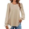 imageZESICA Long Sleeve Eyelet Tops for Womens Crew Neck Spring Shirts Casual Loose Blouses Trendy Clothes