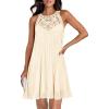 imageZESICA Womens 2025 Summer Halter Chiffon Mini Dresses Sleeveless Hollow Out A Line Flowy Ruffle Beach Vacation SundressApricot