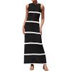 imageZESICA Womens Crochet Hollow Out Dress 2025 Summer Sleeveless Striped Coverup Sundress Beach Long Maxi DressesBlack