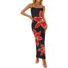 imageZESICA Womens Summer Bodycon Maxi Dresses 2025 Floral Spaghetti Strap Squre Neck Sleeveless Boho Beach Long DressesBlack
