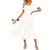 imageZESICA Womens Summer Boho Floral Midi Dresses 2025 Casual Short Sleeve Square Neck Flowy Beach Vacation Long DressWhite
