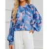 imageZESICA Womens Floral Print Blouse 2025 Long Sleeve Button Down Casual Fall Boho Oversized Tops ShirtsBlock Blue