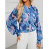 imageZESICA Womens Floral Print Blouse 2025 Long Sleeve Button Down Casual Fall Boho Oversized Tops ShirtsBlock Blue
