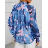 imageZESICA Womens Floral Print Blouse 2025 Long Sleeve Button Down Casual Fall Boho Oversized Tops ShirtsBlock Blue
