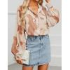 imageZESICA Womens Floral Print Blouse 2025 Long Sleeve Button Down Casual Fall Boho Oversized Tops ShirtsBrown