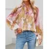 imageZESICA Womens Floral Print Blouse 2025 Long Sleeve Button Down Casual Fall Boho Oversized Tops ShirtsPink