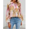 imageZESICA Womens Floral Print Blouse 2025 Long Sleeve Button Down Casual Fall Boho Oversized Tops ShirtsPink