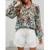 imageZESICA Womens Floral Print Blouse 2025 Long Sleeve Button Down Casual Fall Boho Oversized Tops ShirtsPink Green
