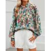 imageZESICA Womens Floral Print Blouse 2025 Long Sleeve Button Down Casual Fall Boho Oversized Tops ShirtsPink Green