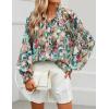 imageZESICA Womens Floral Print Blouse 2025 Long Sleeve Button Down Casual Fall Boho Oversized Tops ShirtsPink Green